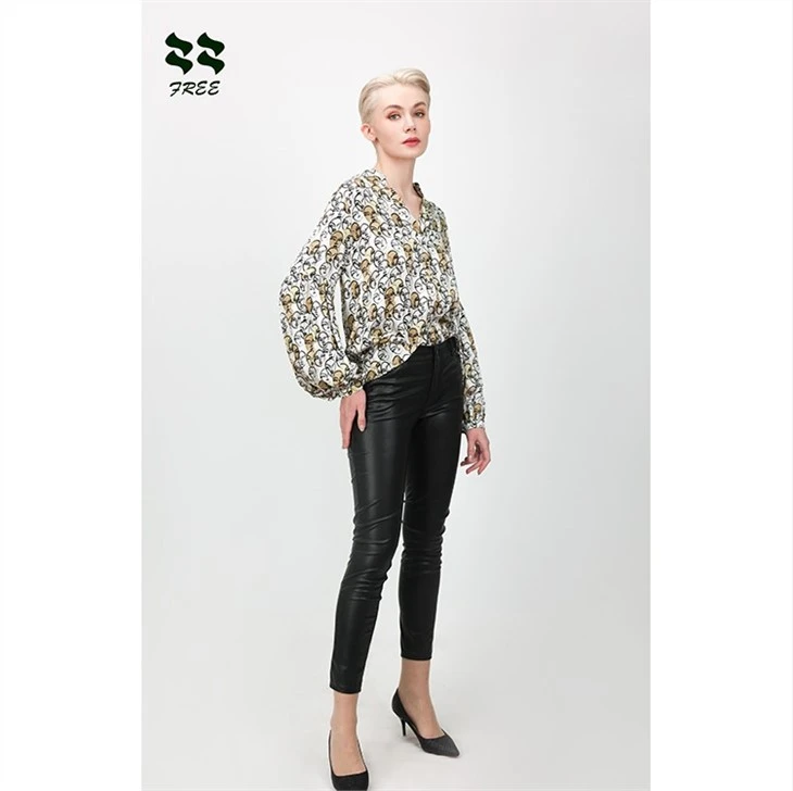 women's Balloon Long Sleeve Blouse Puff Sleeve Top