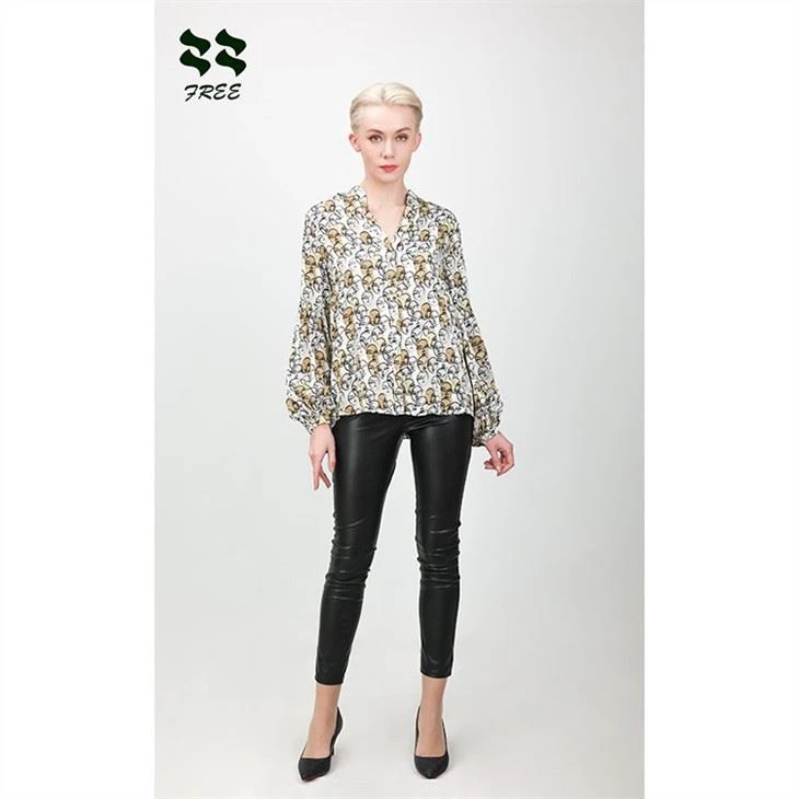 women's Balloon Long Sleeve Blouse Puff Sleeve Top