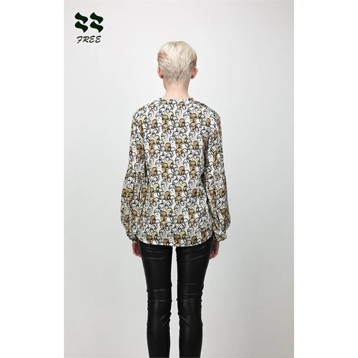 women's Balloon Long Sleeve Blouse Puff Sleeve Top