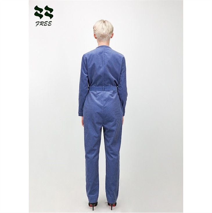blue jumpsuit with long sleeve